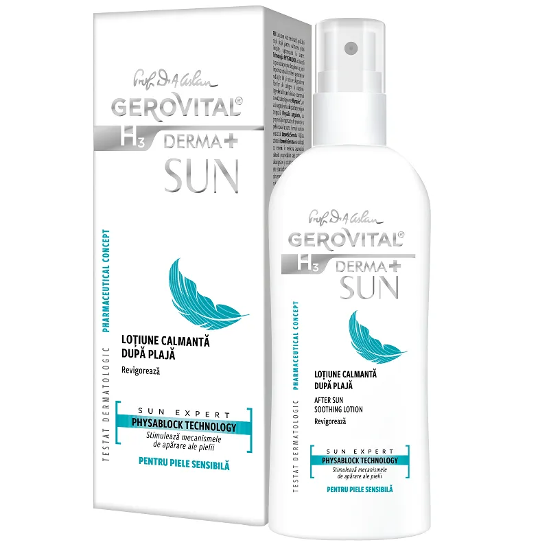 Gerovital H3 derma+ sun lotiune calmanta dupa plaja, 150ml.webp Gerovital H3 derma+ sun lotiune calmanta dupa plaja, 150ml