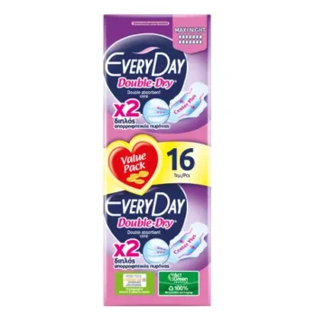 EVERYDAY ABSORBANTE 16BUC DOUBLE DRY XL EXTRA LONG