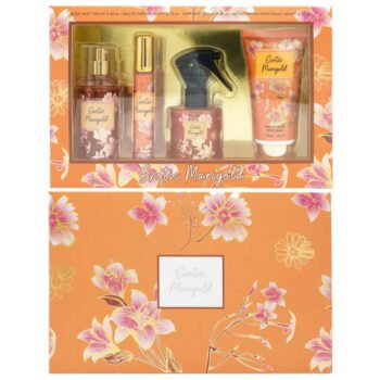 Set Cadou pentru Femei, Exotic Marigold, Body Mist 100 ml, Apa de Parfum 20 ml, Spray Par 100 ml, Crema Hidratanta Corp 100 ml, Inspirat de Victoria`s Secret - Pure Seduction